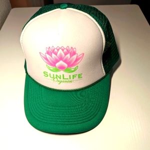 Green and White Trucker Hat with Mesh Back